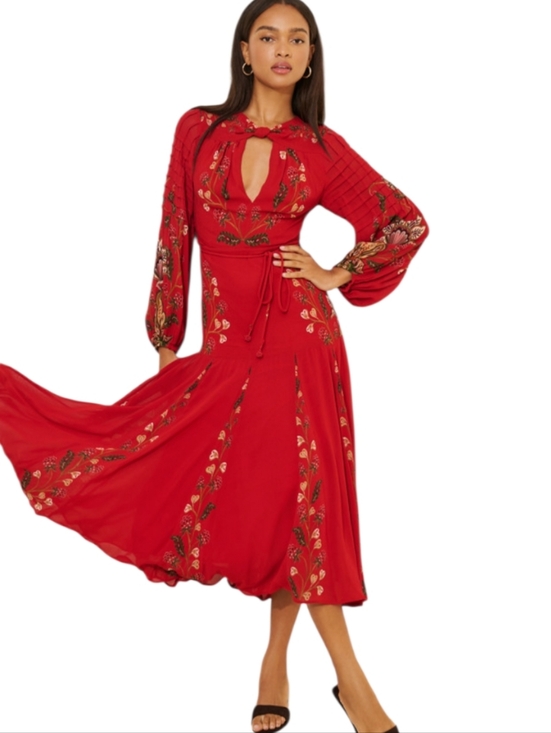 FARM Rio Dresses & Skirts - Farm Rio Berry Garden Pleated Maxi Dress